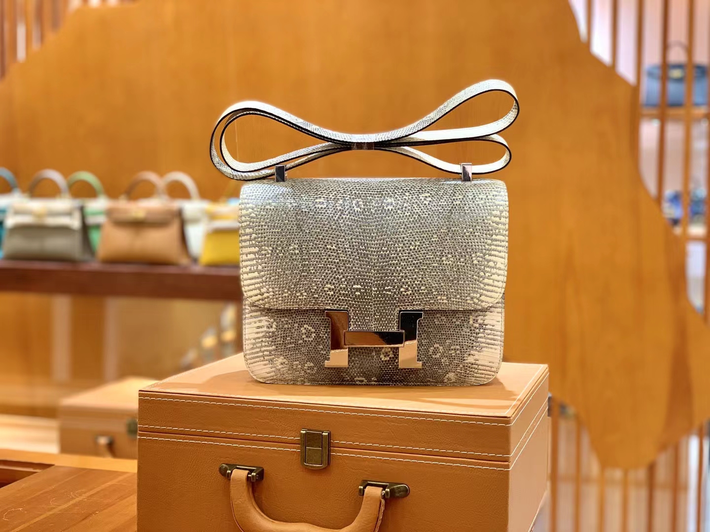 Hermès（爱马仕）Constance 康康 南非野生蜥蜴皮 原色 银扣 24cm 原版蜜蜡线 顶级手缝