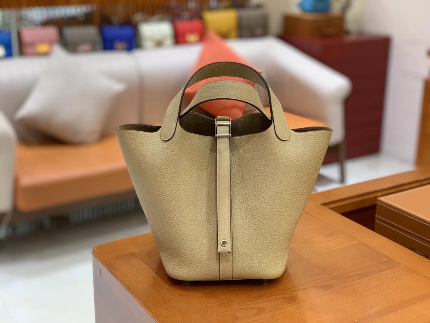Hermès（爱马仕）Picotin 菜篮子 风衣灰 进口TC大牛皮 银扣 18cm 原版蜜蜡线 顶级手缝