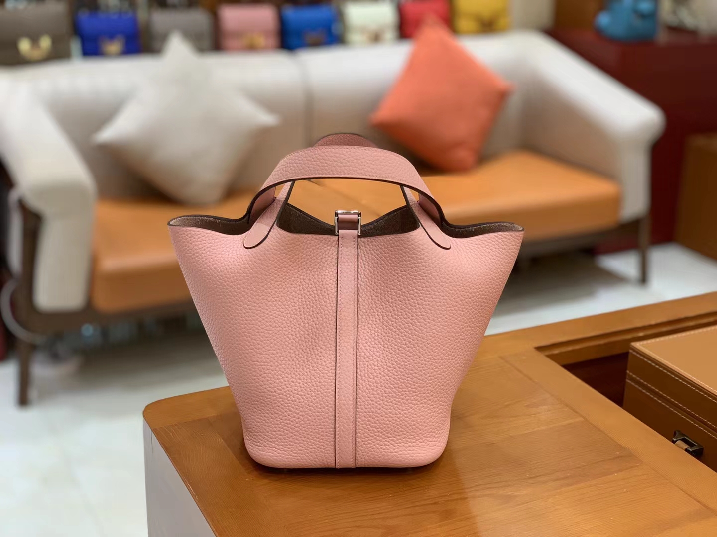Hermès（爱马仕）Picotin 菜篮子 Q粉 进口TC大牛皮 银扣 18cm 原版蜜蜡线 顶级手缝