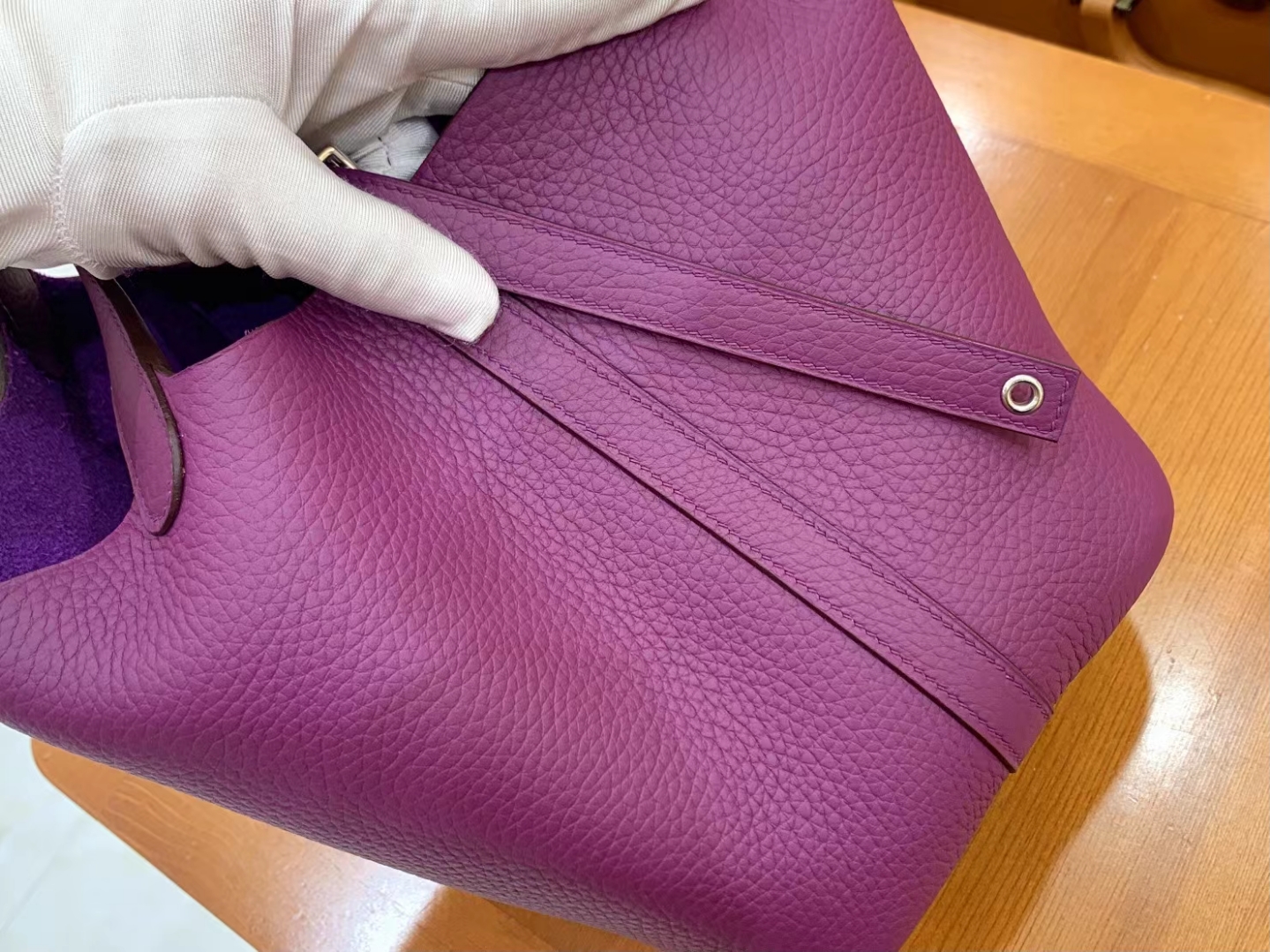 Hermès（爱马仕）Picotin 菜篮子 海葵紫 进口TC大牛皮 银扣 18cm 原版蜜蜡线 顶级手缝