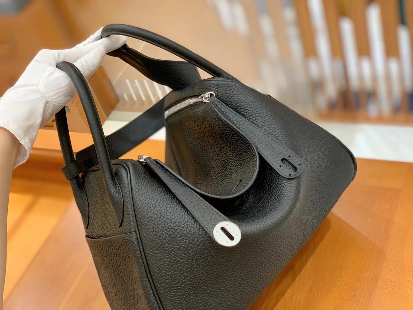 Hermès（爱马仕）Lindy 琳迪包 经典黑 进口TC大牛皮 银扣 30cm 原版蜜蜡线 顶级手缝