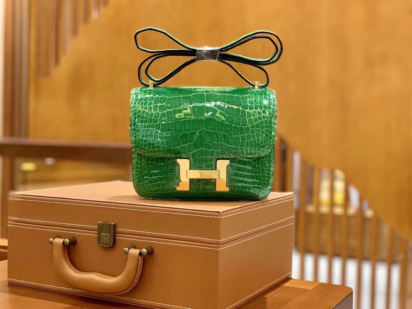 Hermès（爱马仕）Constance 康斯坦斯 仙人掌绿 进口美洲鳄鱼皮 金扣 19cm 原版蜜蜡线 顶级手缝