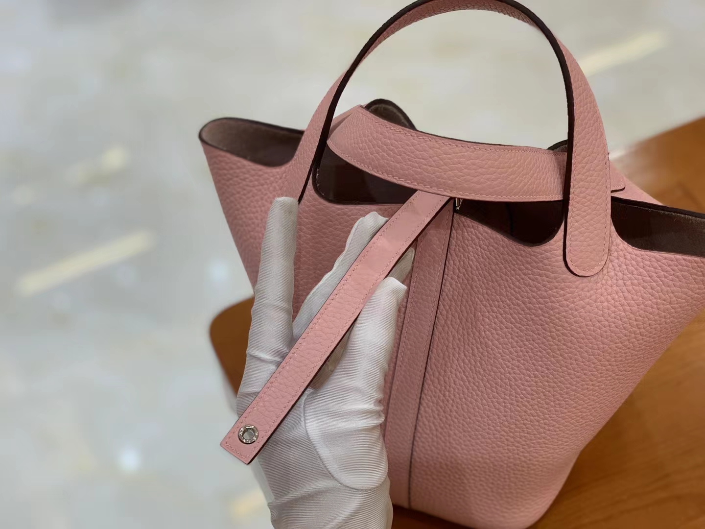 Hermès（爱马仕）Picotin 菜篮子 Q粉 进口TC大牛皮 银扣 18cm 原版蜜蜡线 顶级手缝