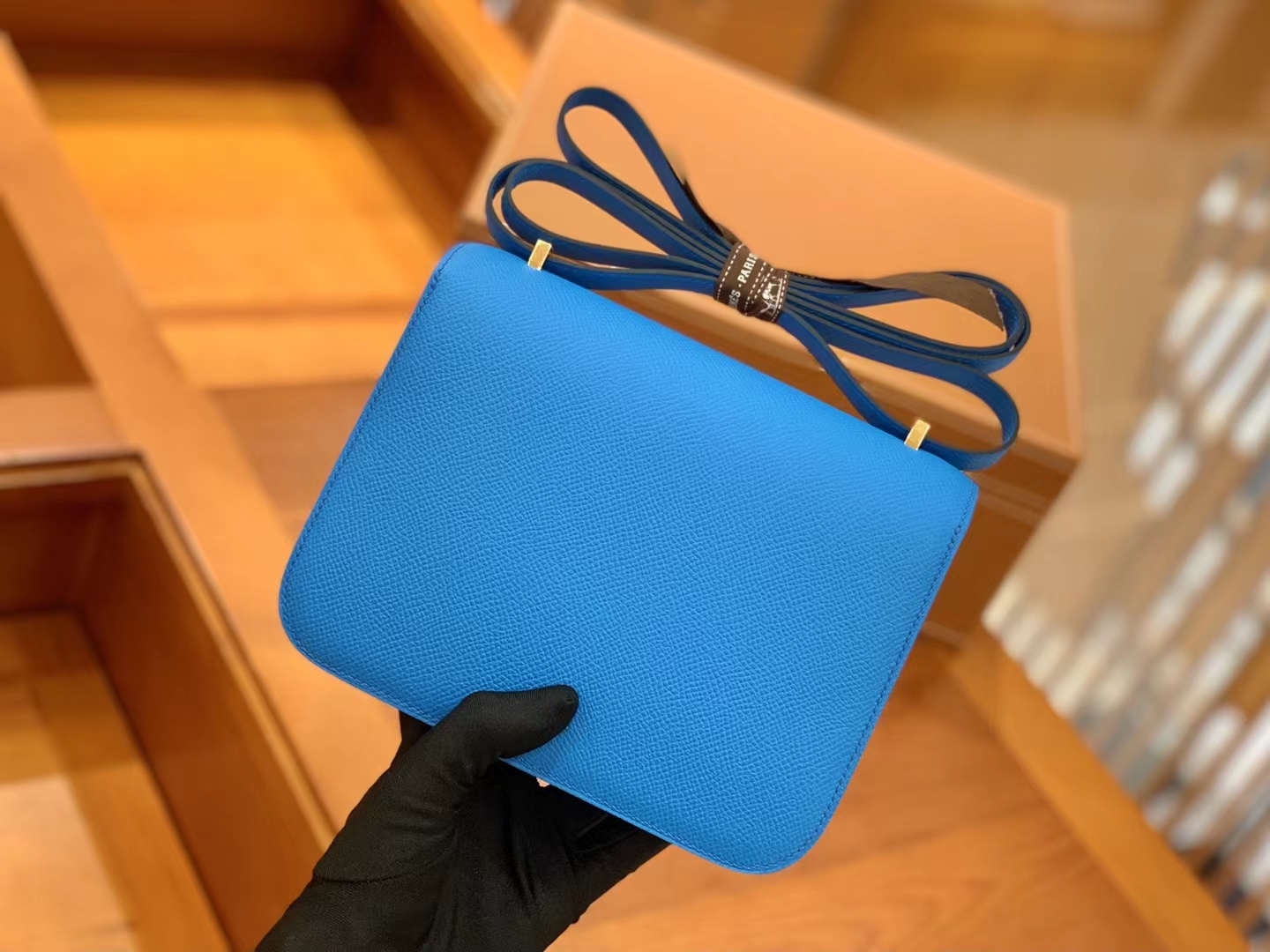 Hermès（爱马仕）Constance 康康 弗里达蓝 Epsom 掌纹牛皮 金扣 19cm 原版蜜蜡线 顶级手缝