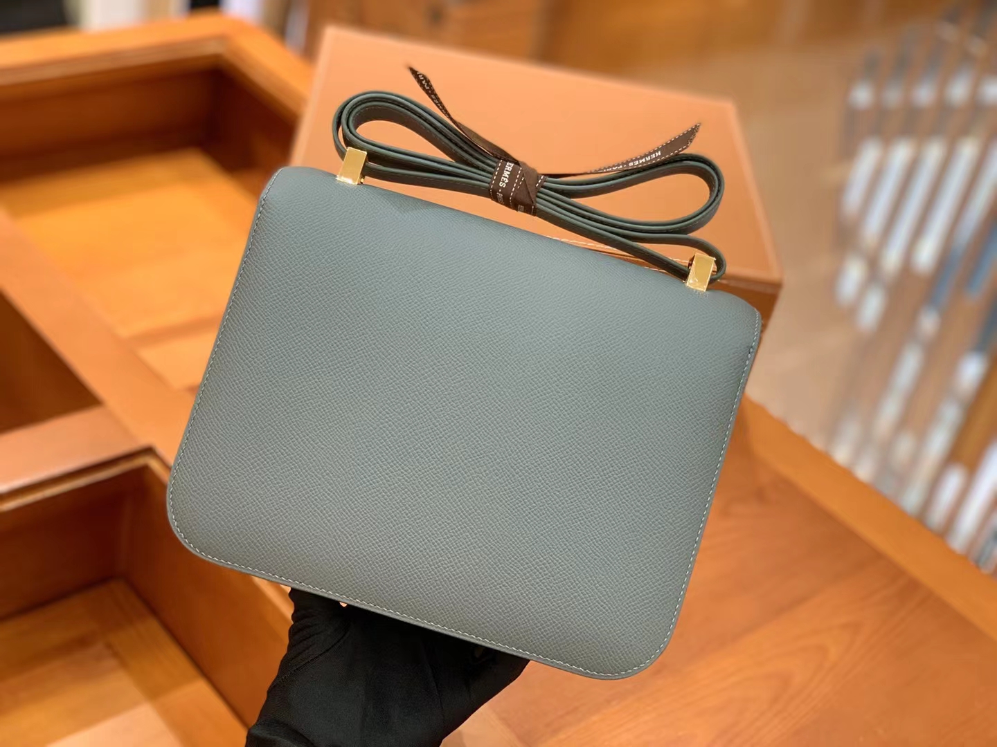 Hermès（爱马仕）Constance 康康 杏仁绿 Epsom 掌纹牛皮 金扣 24cm 原版蜜蜡线 顶级手缝