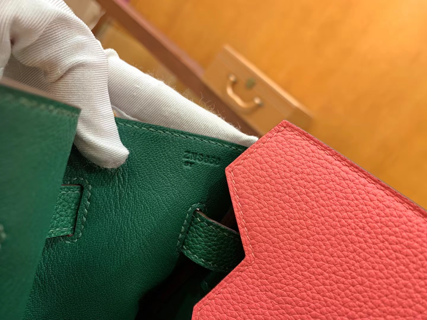 Hermès（爱马仕）Birkin 铂金包 梦幻紫 拼 唇膏粉 拼 丝绒绿 进口Togo皮 金扣 35cm