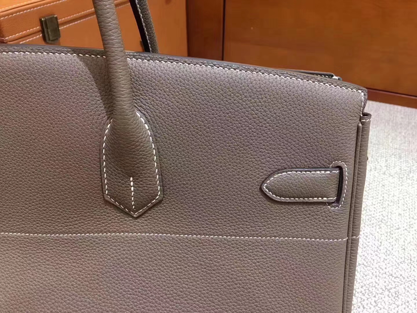 Hermès（爱马仕）Shoulder Birkin 进口Togo皮 大象灰 金扣 42cm