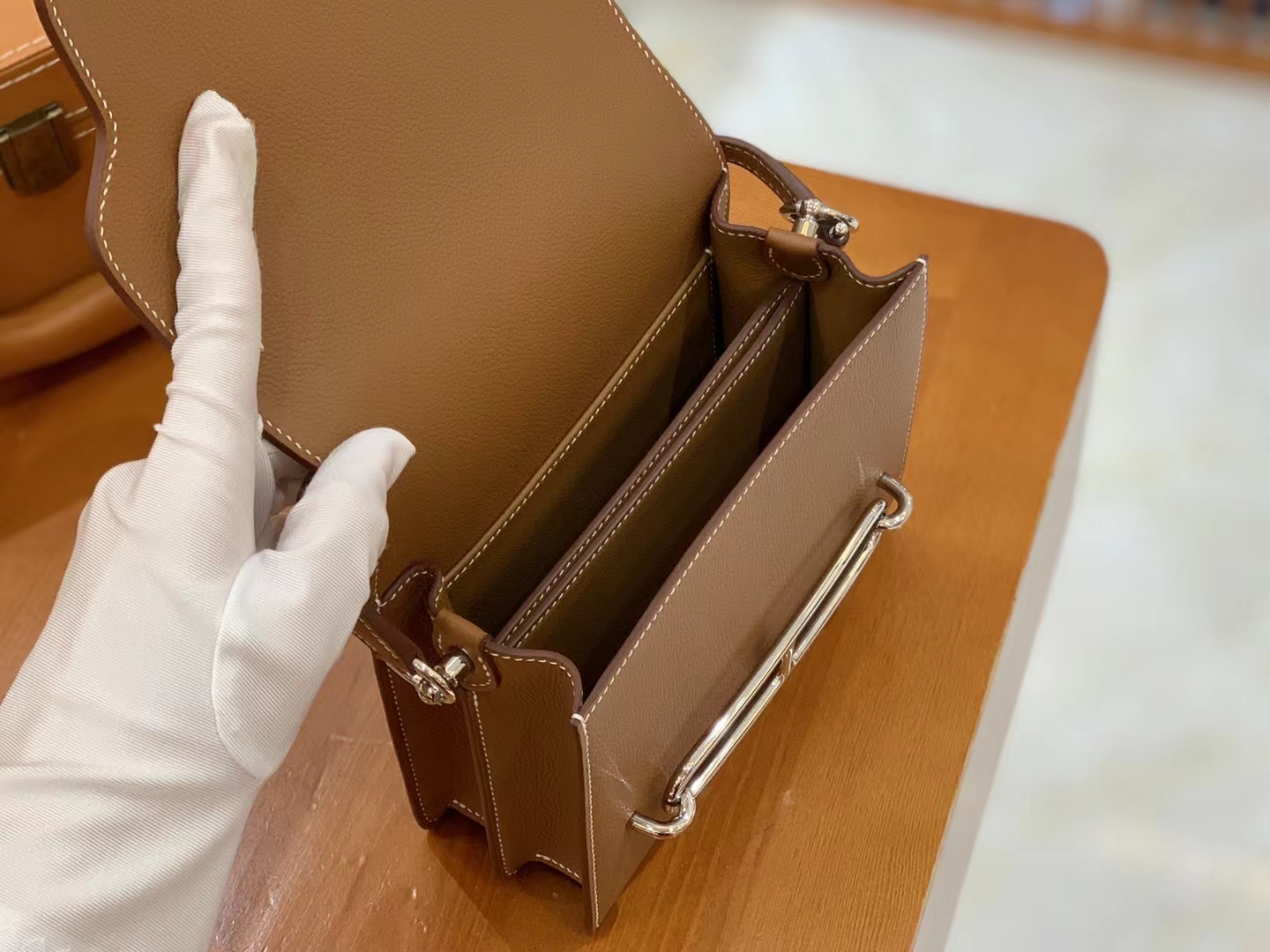Hermès（爱马仕）Rouils Mini 迷你 猪鼻子 金棕色 Evercolor 牛皮 银扣 原版蜜蜡线 顶级手缝