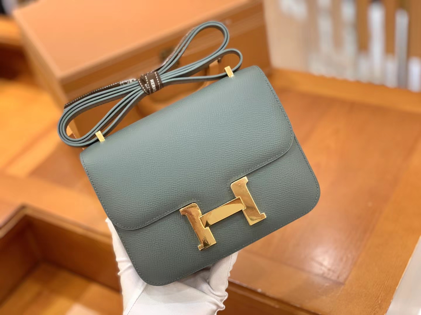Hermès（爱马仕）Constance 康康 杏仁绿 Epsom 掌纹牛皮 金扣 19cm 原版蜜蜡线 顶级手缝