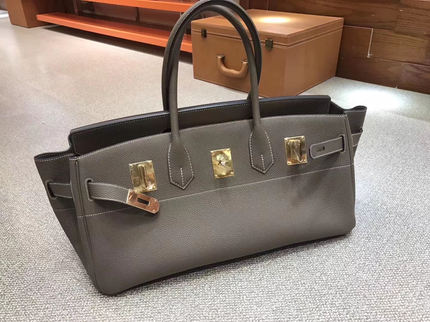 Hermès（爱马仕）Shoulder Birkin 进口Togo皮 大象灰 金扣 42cm