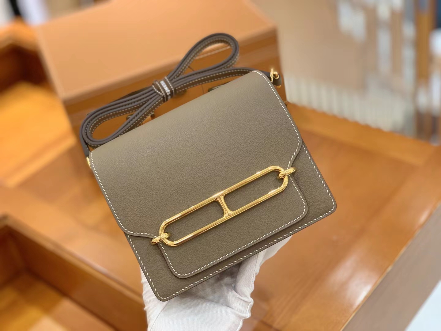 Hermès（爱马仕）Rouils Mini 迷你 猪鼻子 大象灰 Evercolor 牛皮 金扣 原版蜜蜡线 顶级手缝