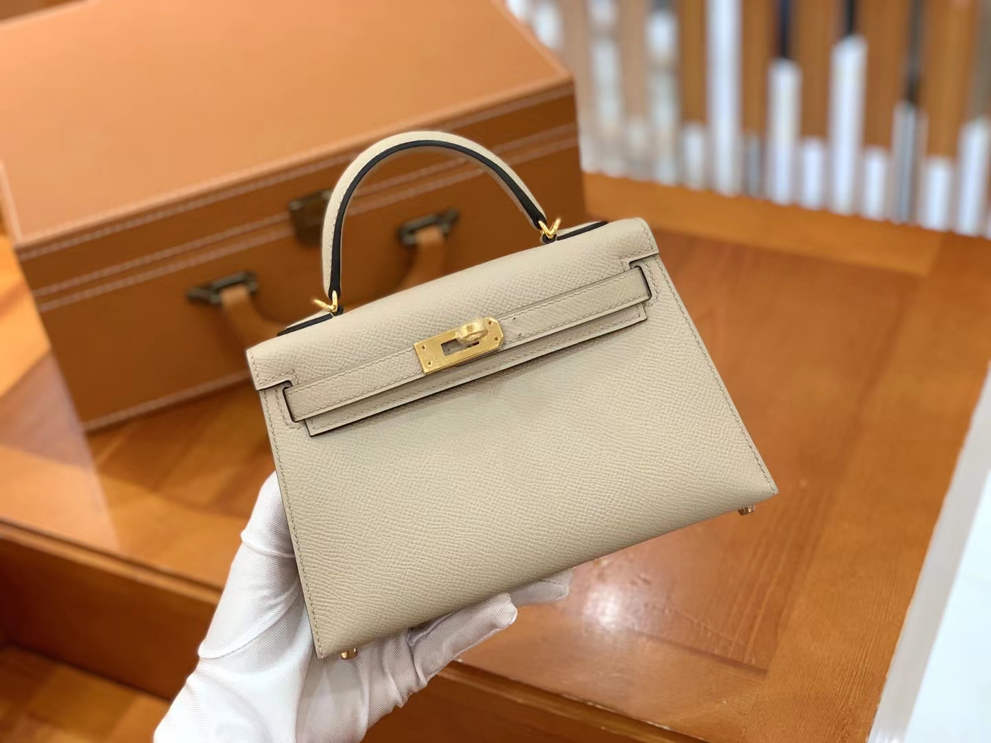 Hermès（爱马仕）Mini kelly 迷你凯莉 斑鸠灰 Epsom掌纹牛皮 金扣 二代 原版蜜蜡线 顶级手缝
