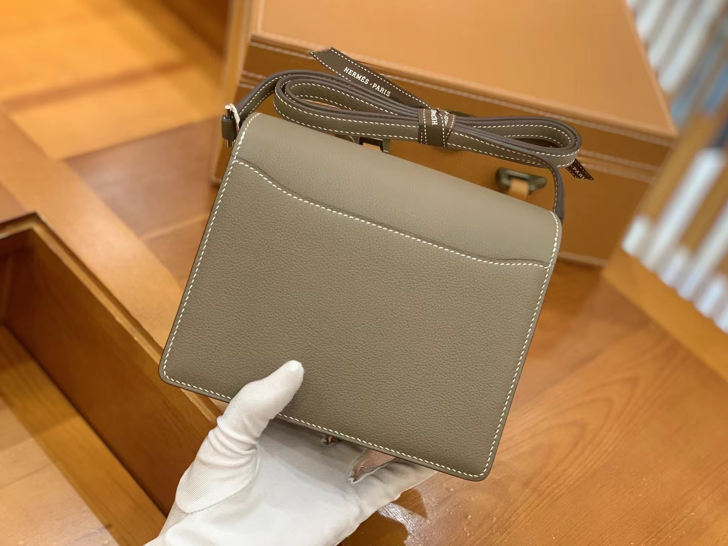 Hermès（爱马仕）Rouils Mini 迷你 猪鼻子 大象灰 Evercolor 牛皮 银扣 原版蜜蜡线 顶级手缝