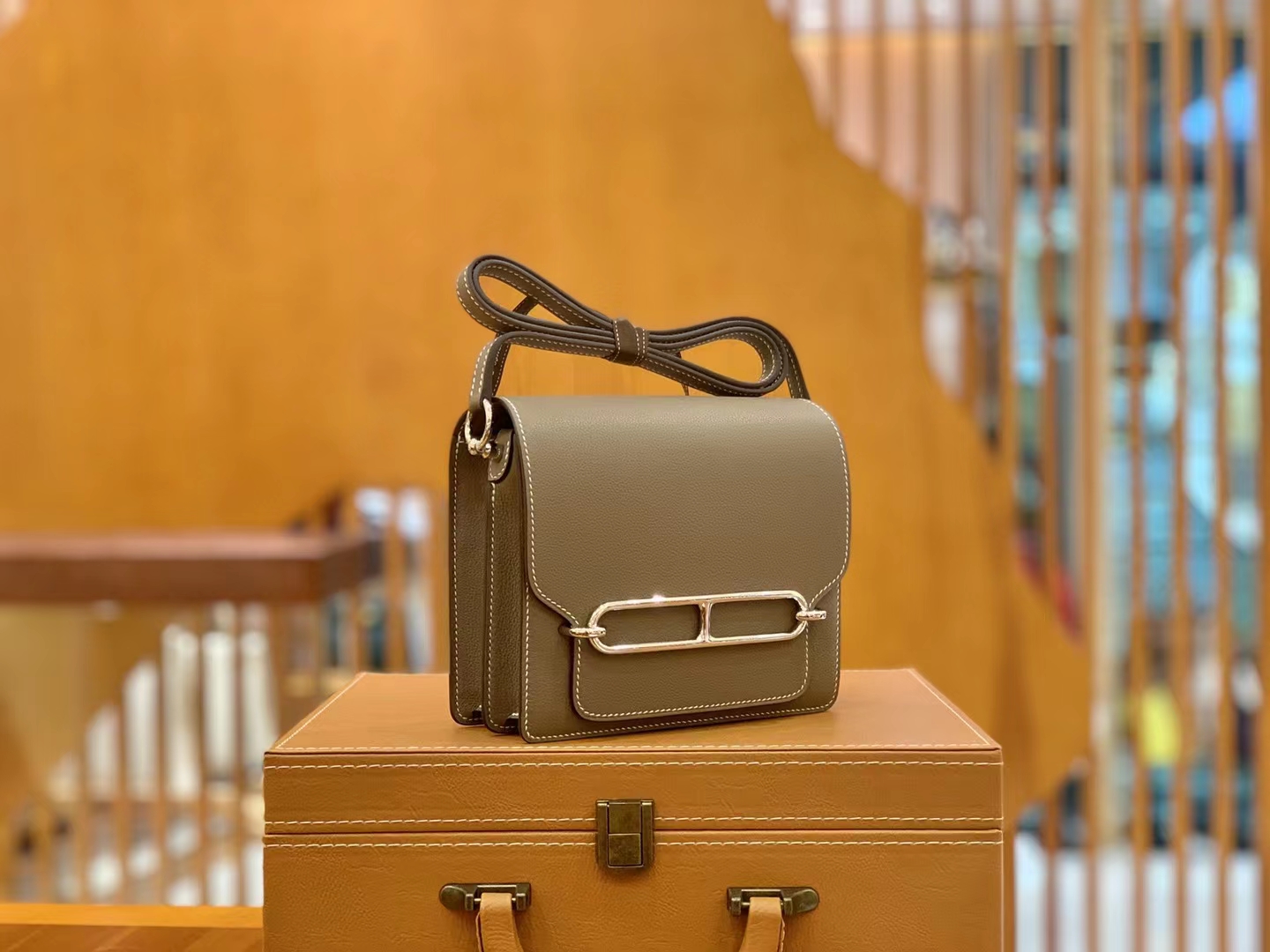 Hermès（爱马仕）Rouils Mini 迷你 猪鼻子 大象灰 Evercolor 牛皮 银扣 原版蜜蜡线 顶级手缝