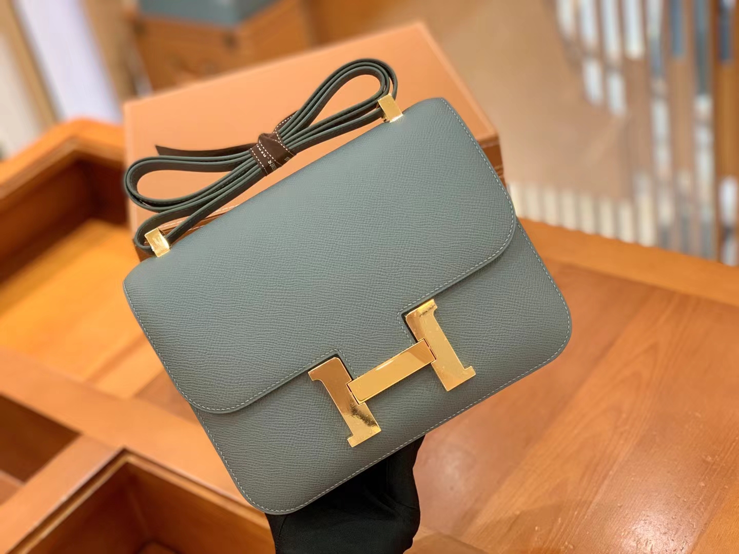 Hermès（爱马仕）Constance 康康 杏仁绿 Epsom 掌纹牛皮 金扣 24cm 原版蜜蜡线 顶级手缝
