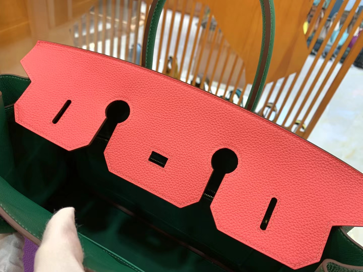 Hermès（爱马仕）Birkin 铂金包 梦幻紫 拼 唇膏粉 拼 丝绒绿 进口Togo皮 金扣 35cm