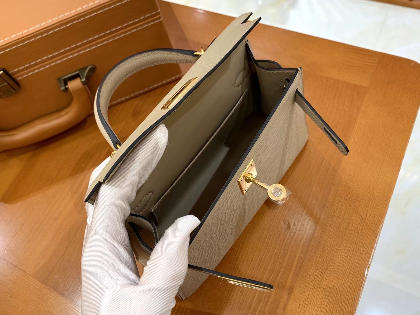 Hermès（爱马仕）Mini kelly 迷你凯莉 斑鸠灰 Epsom掌纹牛皮 金扣 二代 原版蜜蜡线 顶级手缝