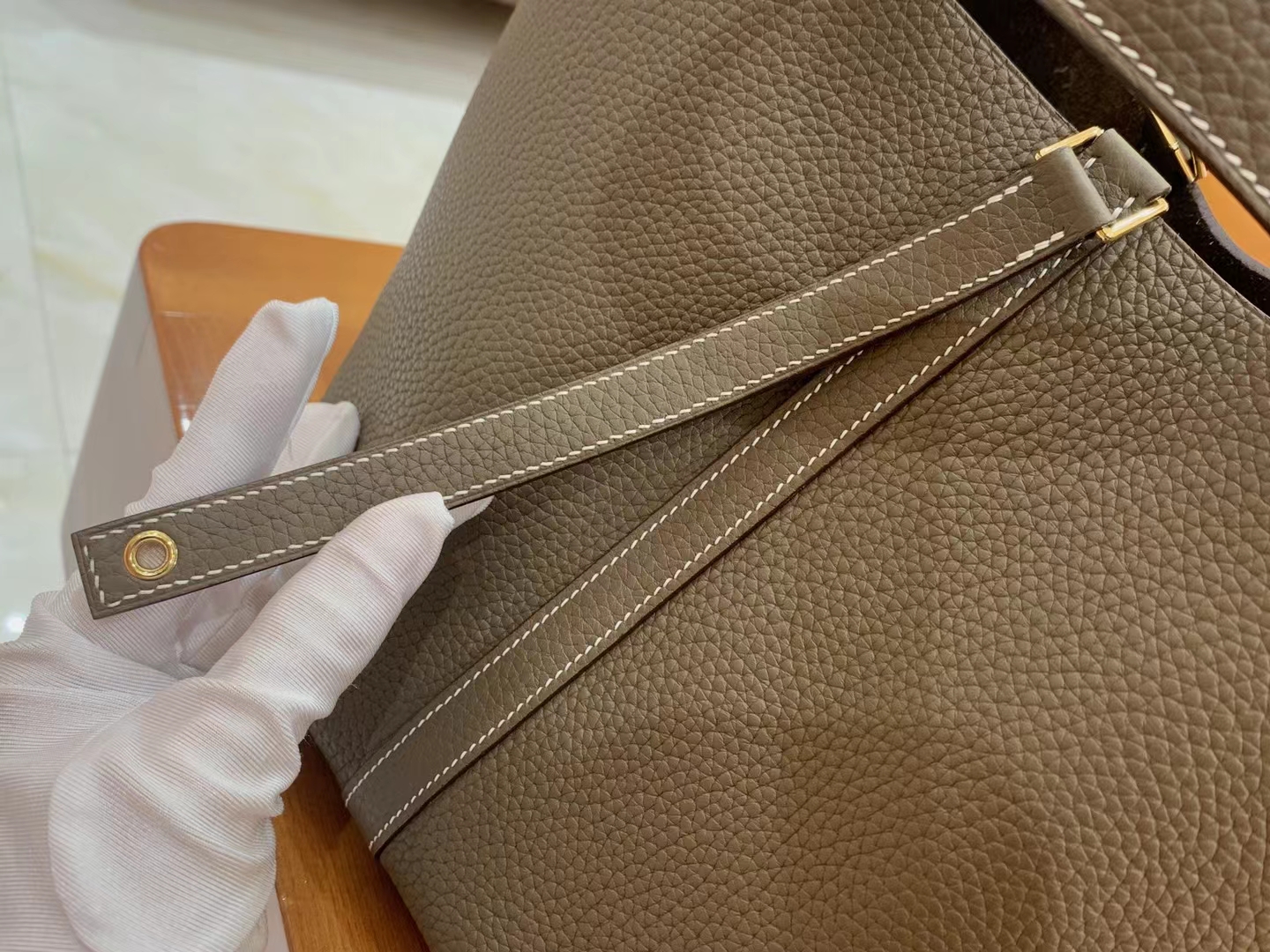 Hermès（爱马仕）Picotin 菜篮子 大象灰 进口TC大牛皮 金扣 22cm 原版蜜蜡线 顶级手缝