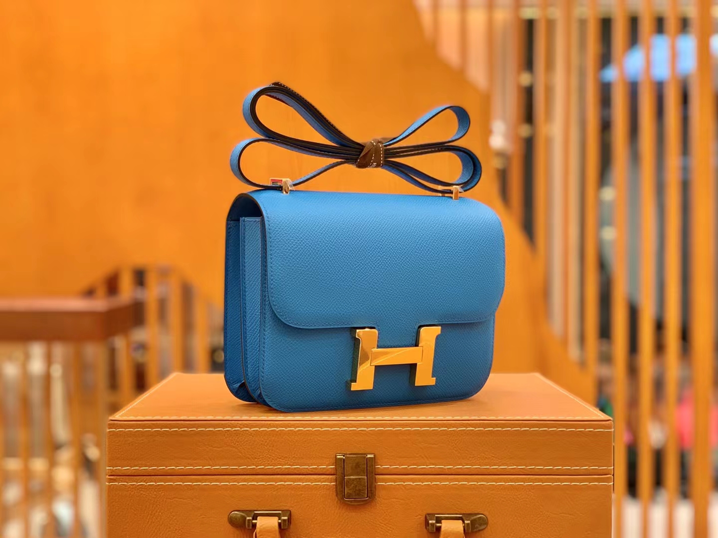 Hermès（爱马仕）Constance 康康 弗里达蓝 Epsom 掌纹牛皮 金扣 19cm 原版蜜蜡线 顶级手缝
