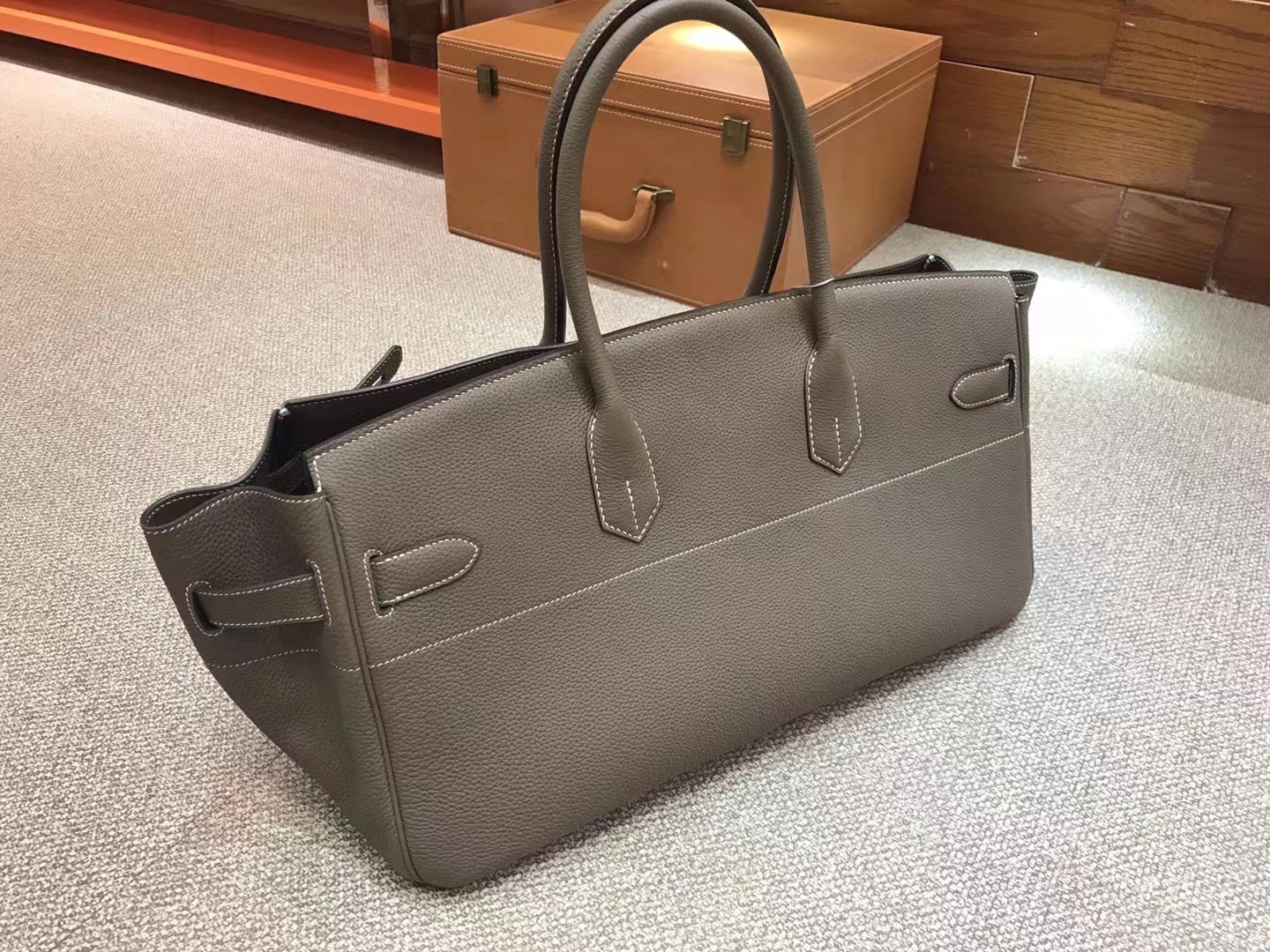 Hermès（爱马仕）Shoulder Birkin 进口Togo皮 大象灰 金扣 42cm