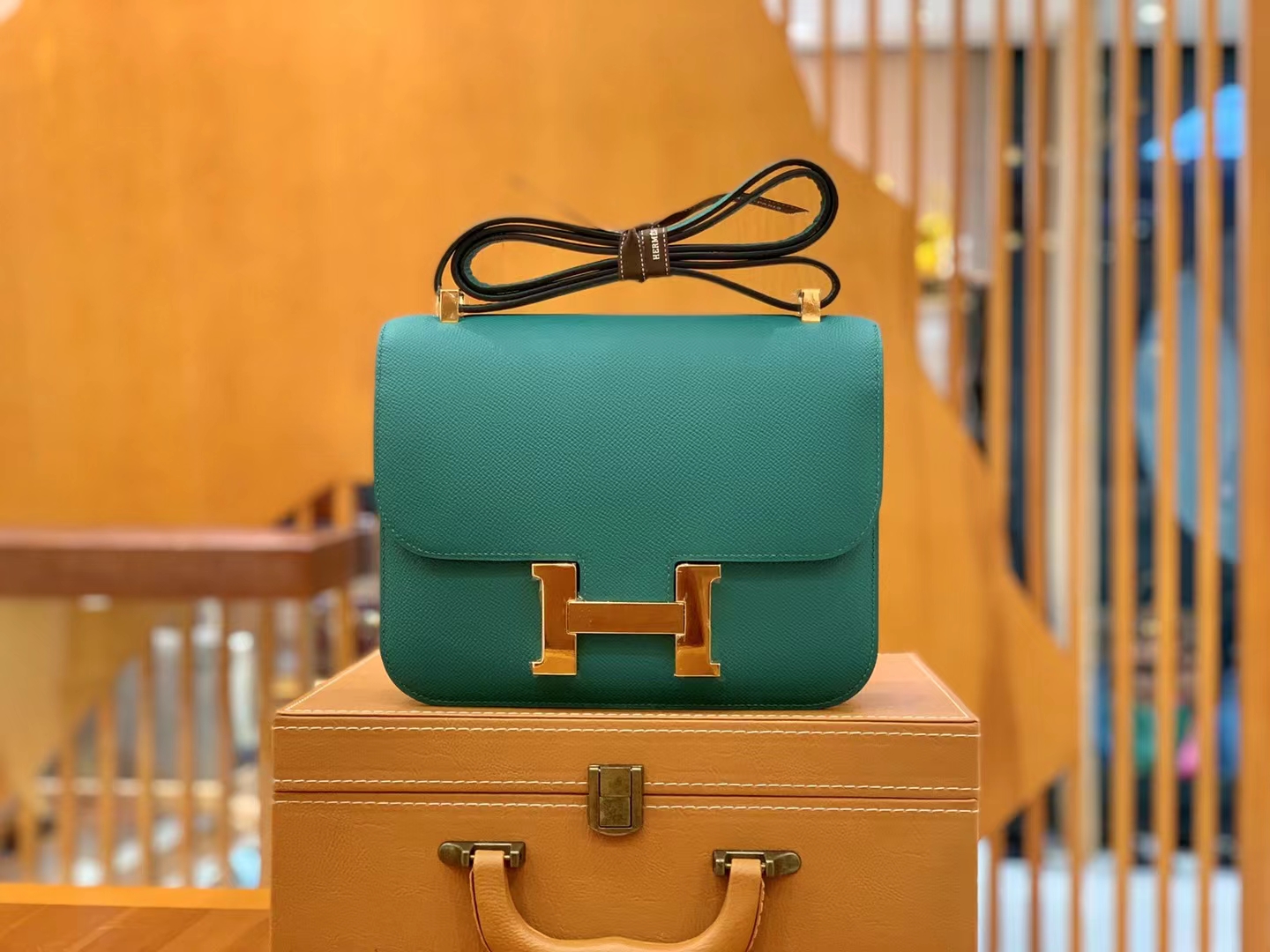 Hermès（爱马仕）Constance 康康 孔雀绿 Epsom 掌纹牛皮 金扣 24cm 原版蜜蜡线 顶级手缝