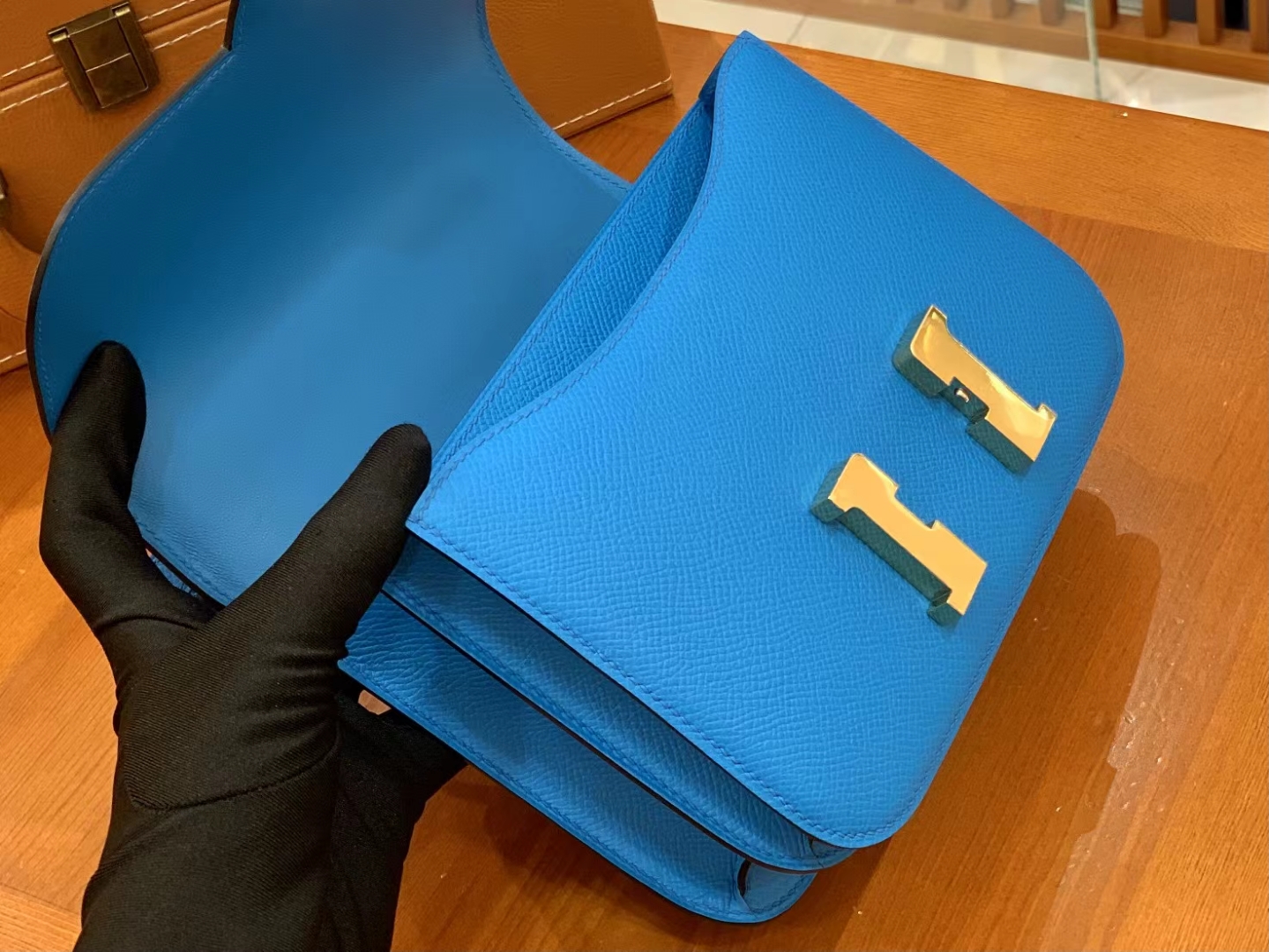 Hermès（爱马仕）Constance 康康 弗里达蓝 Epsom 掌纹牛皮 金扣 19cm 原版蜜蜡线 顶级手缝