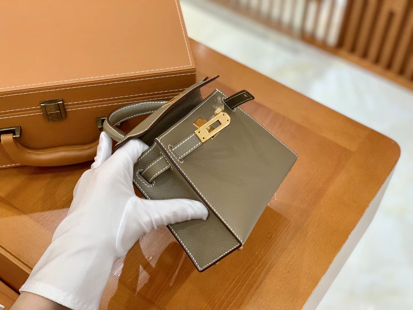 Hermès（爱马仕）Mini kelly 迷你凯莉 大象灰 Epsom掌纹牛皮 金扣 二代 原版蜜蜡线 顶级手缝