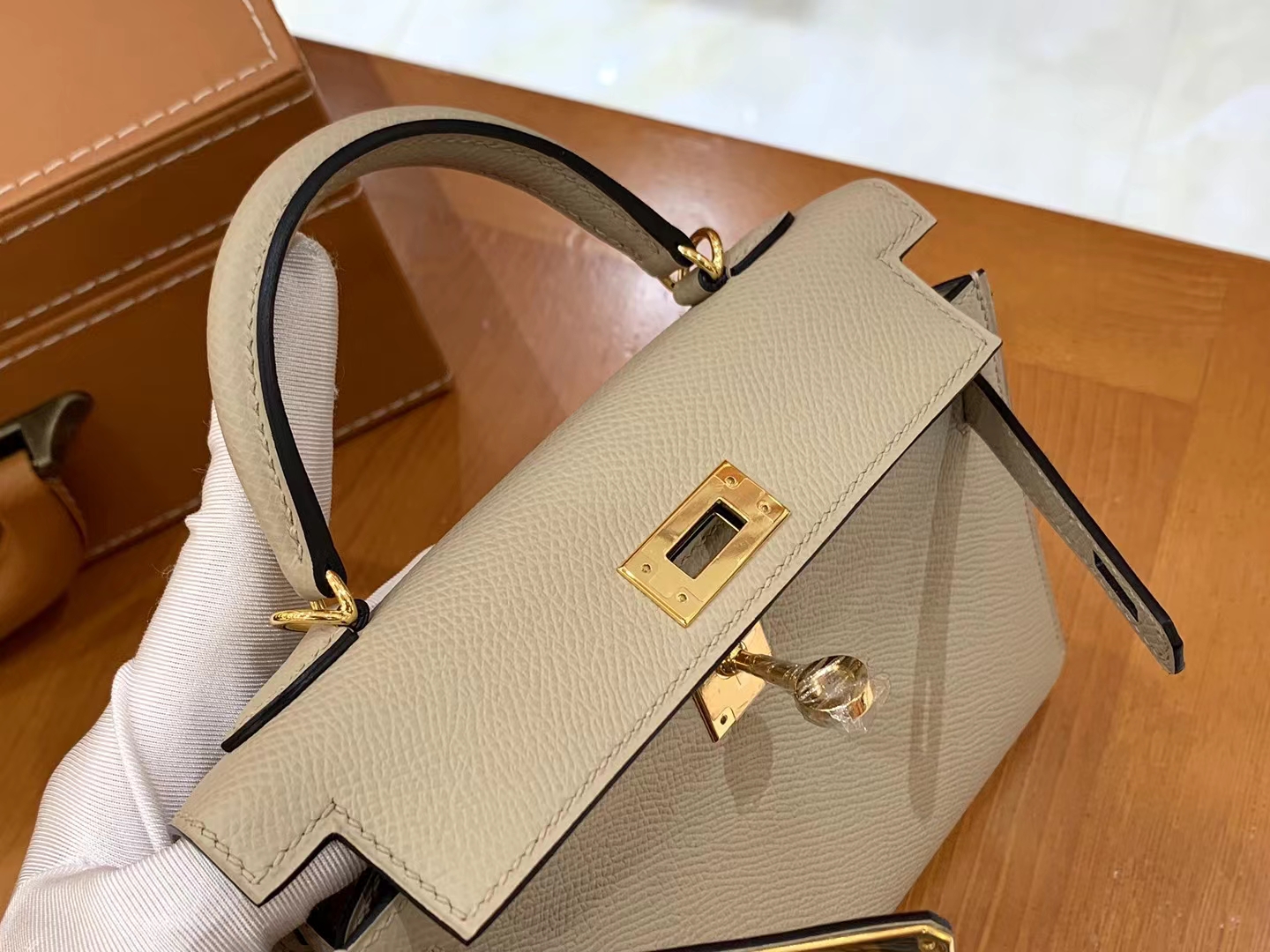 Hermès（爱马仕）Mini kelly 迷你凯莉 斑鸠灰 Epsom掌纹牛皮 金扣 二代 原版蜜蜡线 顶级手缝