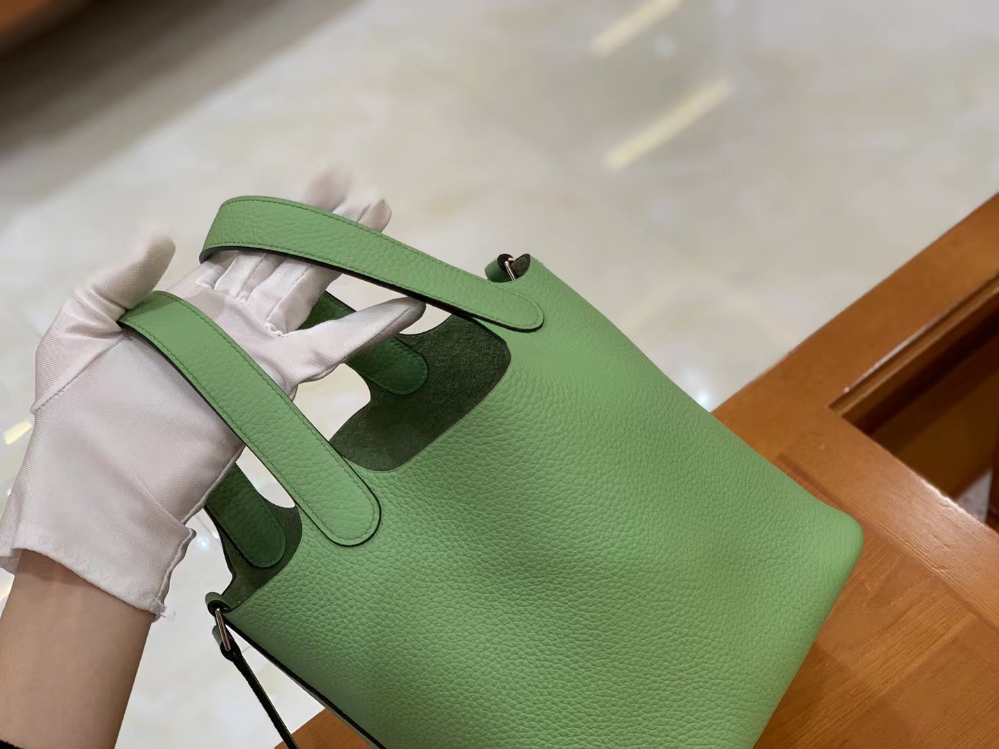 Hermès（爱马仕）Picotin 菜篮子 牛油果绿 进口TC大牛皮 银扣 18cm 原版蜜蜡线 顶级手缝