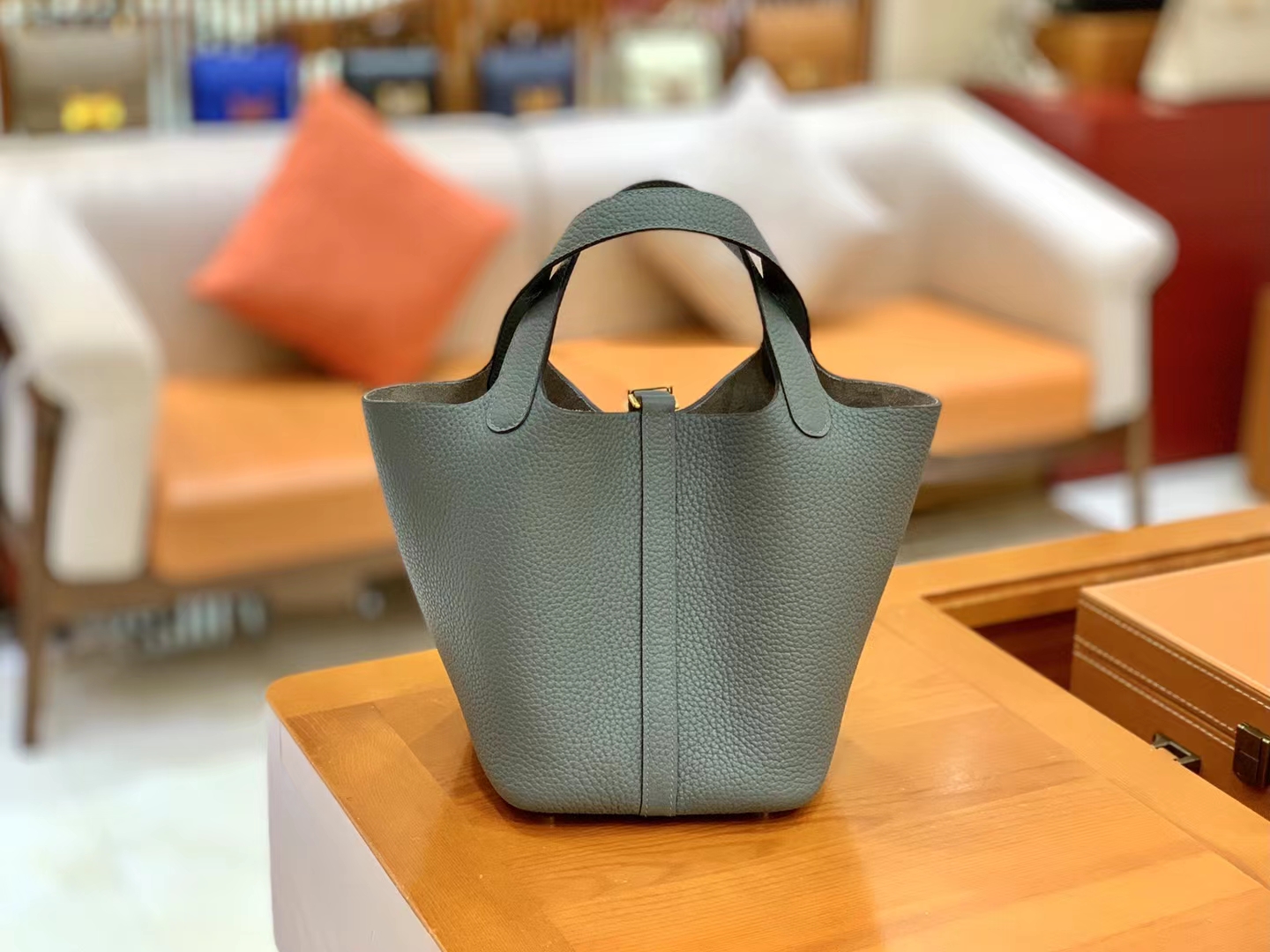 Hermès（爱马仕）Picotin 菜篮子 杏仁绿 进口TC大牛皮 金扣 18cm 原版蜜蜡线 顶级手缝