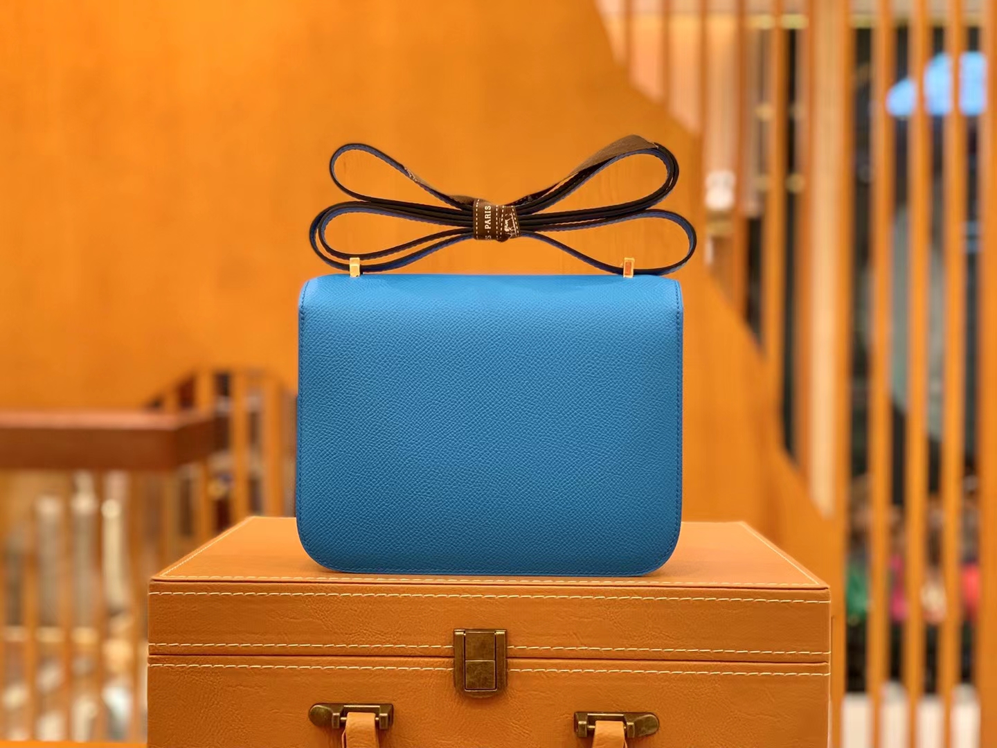 Hermès（爱马仕）Constance 康康 弗里达蓝 Epsom 掌纹牛皮 金扣 19cm 原版蜜蜡线 顶级手缝