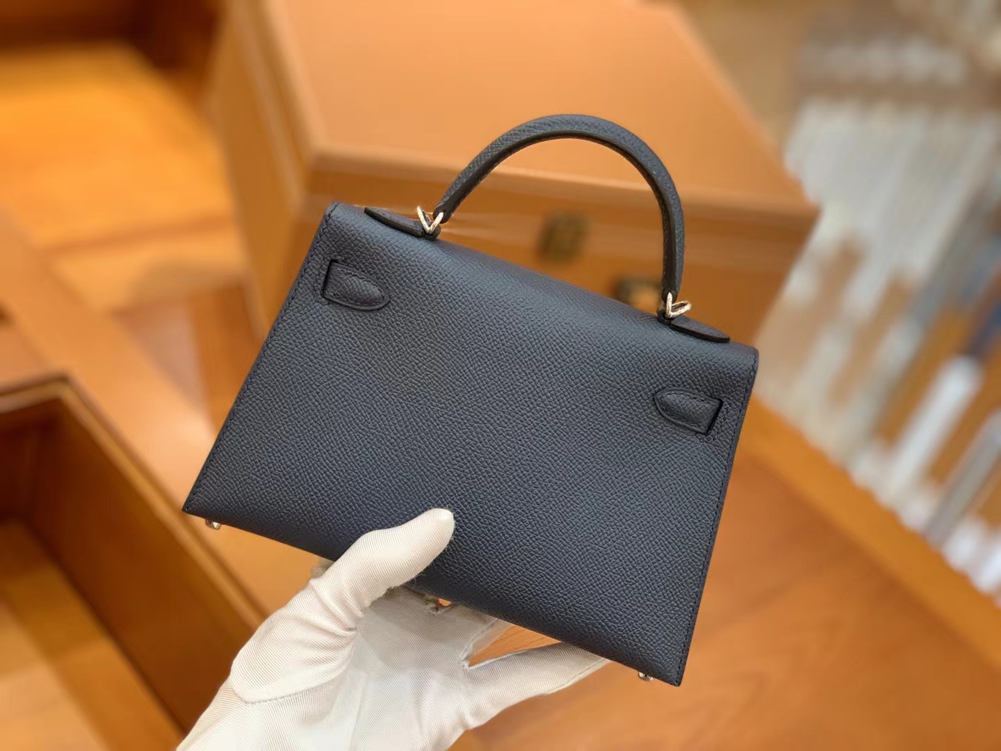 Hermès（爱马仕）Mini kelly 迷你凯莉 午夜蓝 Epsom掌纹牛皮 银扣 二代 原版蜜蜡线 顶级手缝