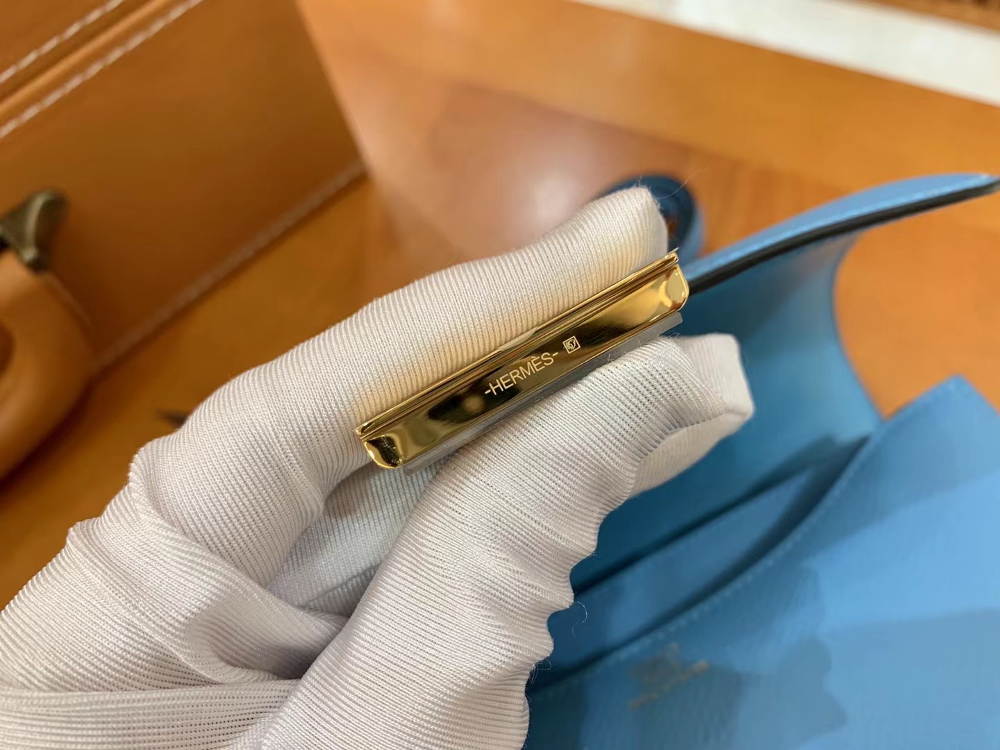 Hermès（爱马仕）Constance 康康 北方蓝 Epsom 掌纹牛皮 金扣 19cm 原版蜜蜡线 顶级手缝