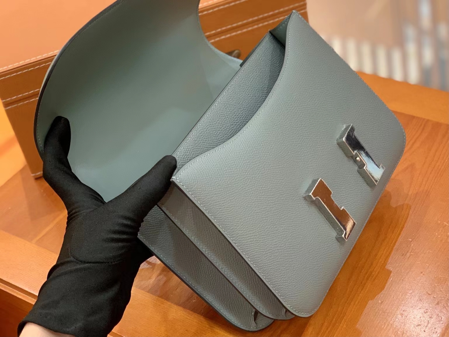 Hermès（爱马仕）Constance 康康 杏仁绿 Epsom 掌纹牛皮 银扣 24cm 原版蜜蜡线 顶级手缝