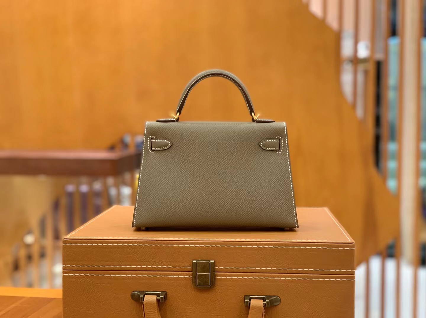Hermès（爱马仕）Mini kelly 迷你凯莉 大象灰 Epsom掌纹牛皮 金扣 二代 原版蜜蜡线 顶级手缝
