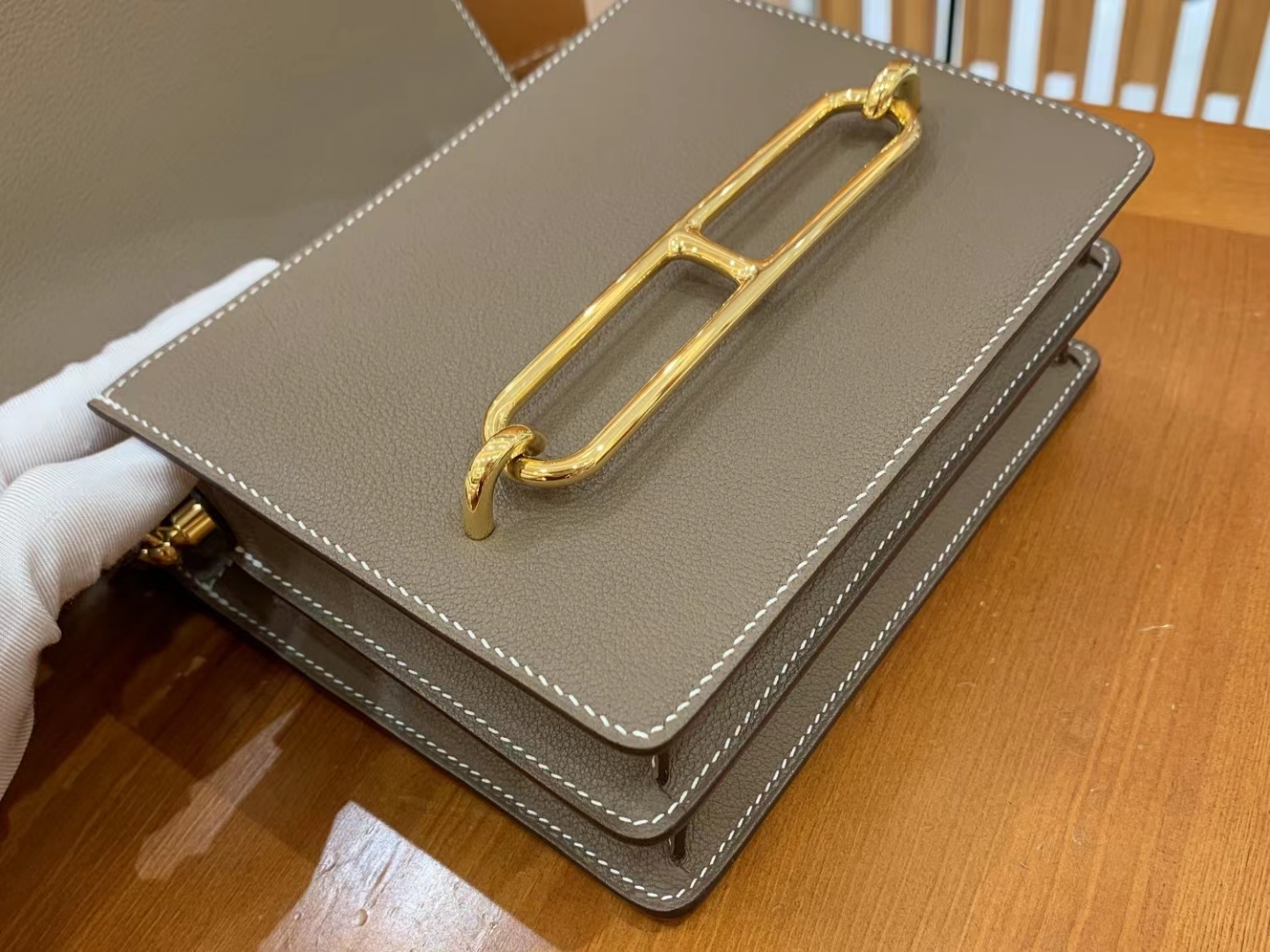 Hermès（爱马仕）Rouils Mini 迷你 猪鼻子 大象灰 Evercolor 牛皮 金扣 原版蜜蜡线 顶级手缝
