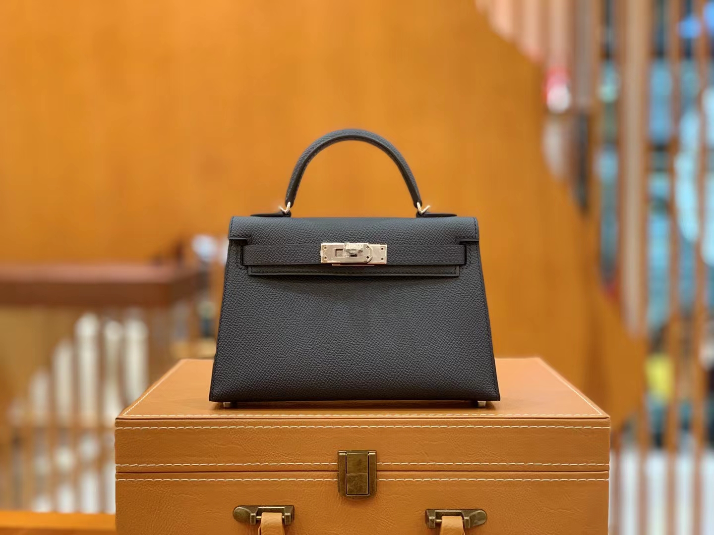 Hermès（爱马仕）Mini kelly 迷你凯莉 午夜蓝 Epsom掌纹牛皮 银扣 二代 原版蜜蜡线 顶级手缝
