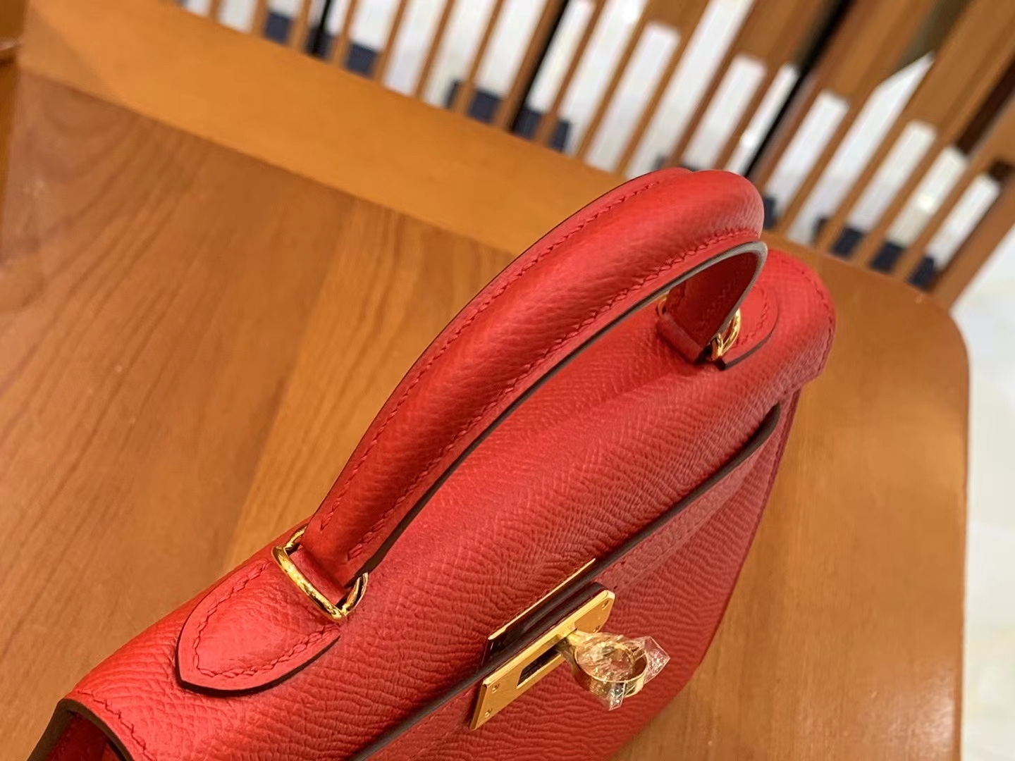 Hermès（爱马仕）Mini kelly 迷你凯莉 大红色 Epsom掌纹牛皮 金扣 二代 原版蜜蜡线 顶级手缝