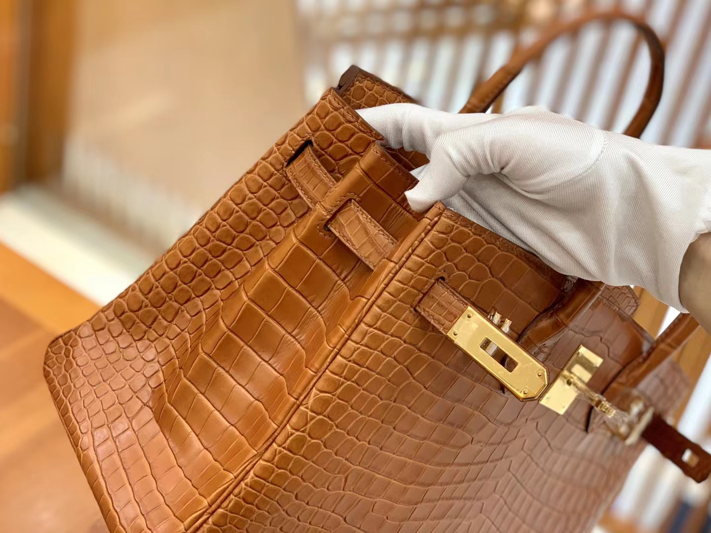 Hermès（爱马仕）Birkin 铂金包 金棕 进口一级皮 湾鳄“∧” 金扣 30cm 原版蜜蜡线 顶级手缝