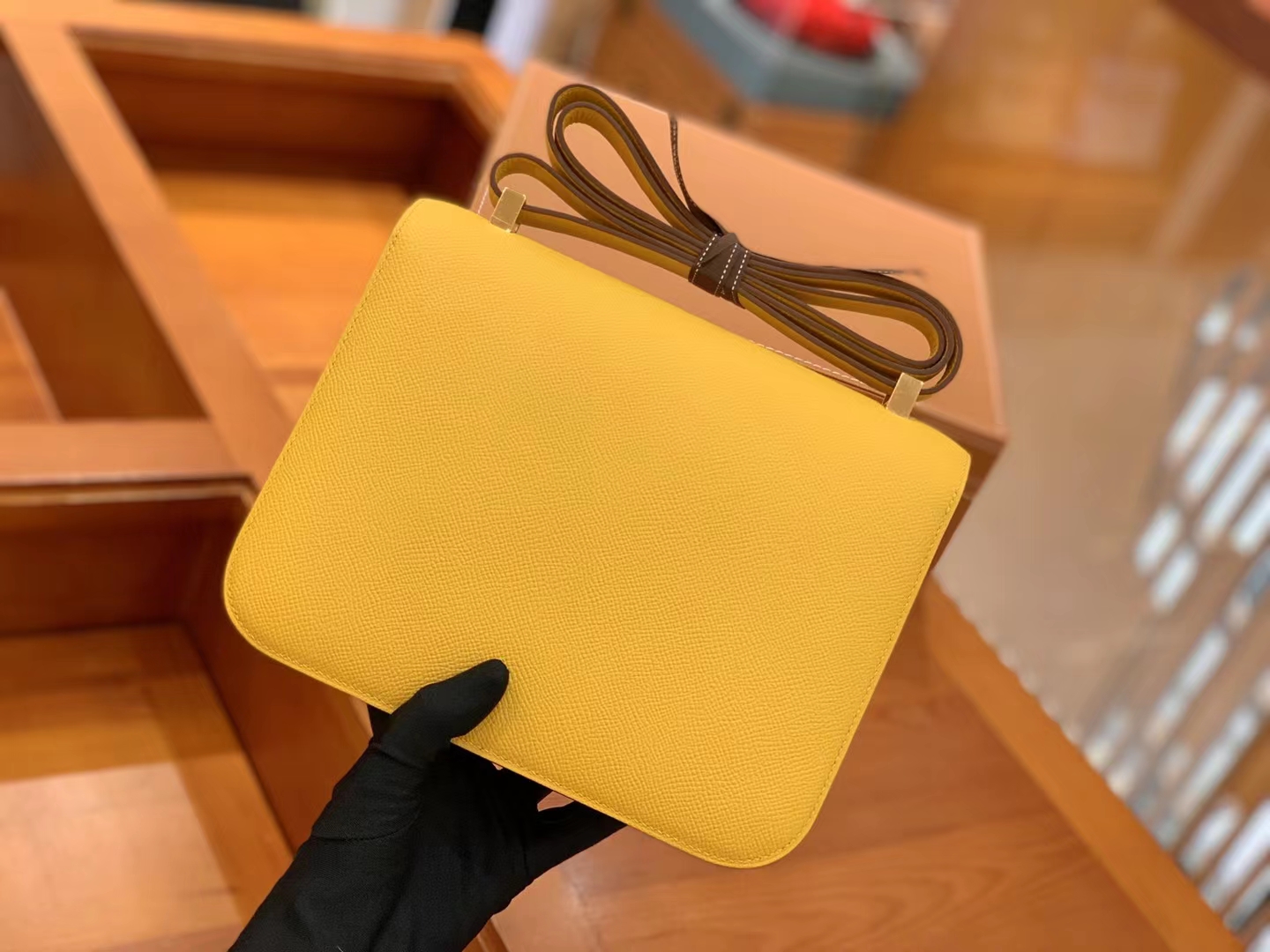 Hermès（爱马仕）Constance 康康 琥珀黄 Epsom 掌纹牛皮 金扣 24cm 原版蜜蜡线 顶级手缝