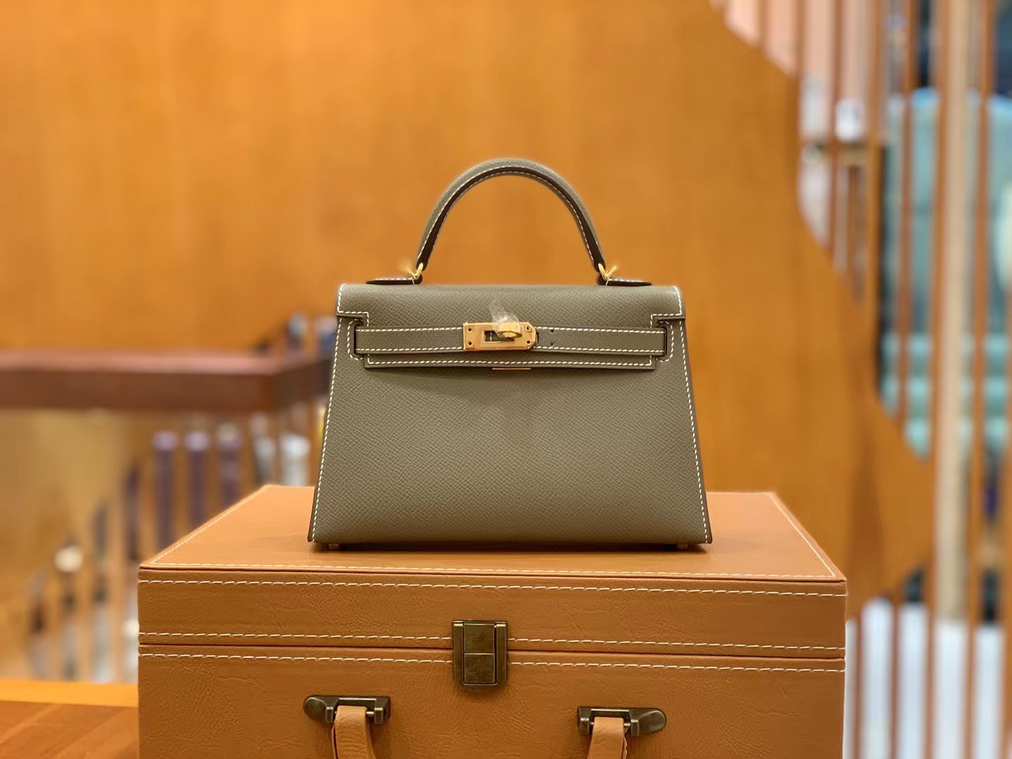 Hermès（爱马仕）Mini kelly 迷你凯莉 大象灰 Epsom掌纹牛皮 金扣 二代 原版蜜蜡线 顶级手缝