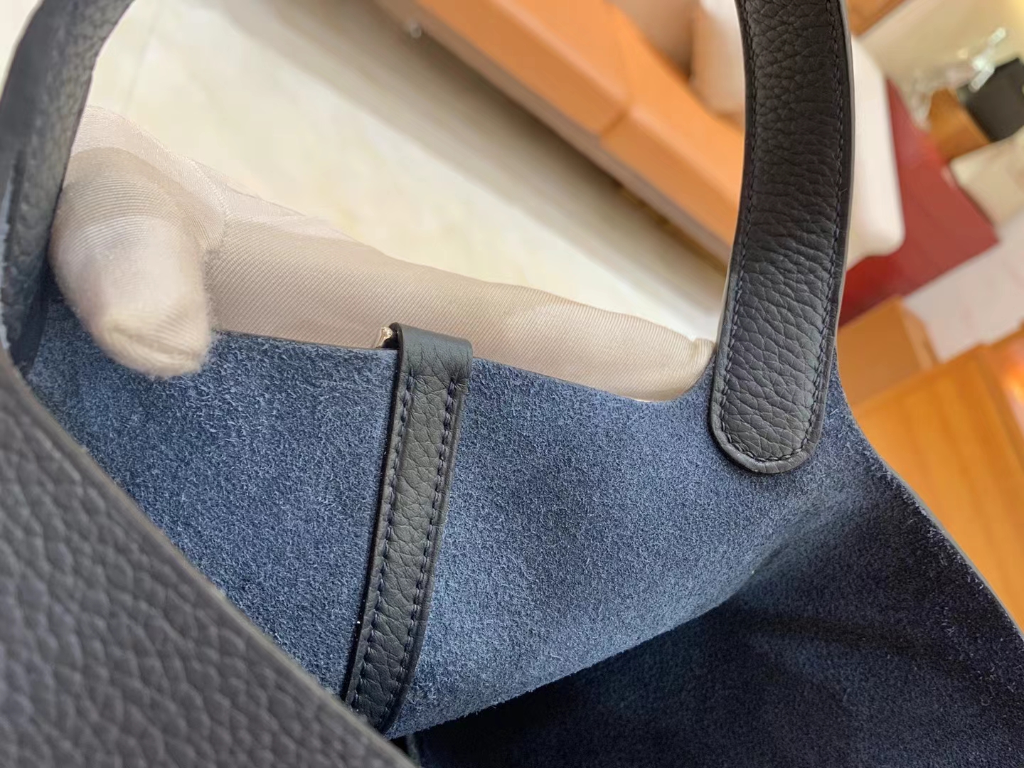 Hermès（爱马仕）Picotin 菜篮子 午夜蓝 进口TC大牛皮 银扣 18cm 原版蜜蜡线 顶级手缝