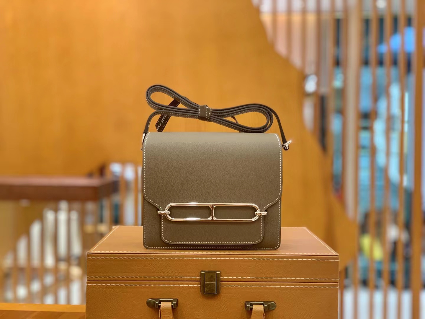 Hermès（爱马仕）Rouils Mini 迷你 猪鼻子 大象灰 Evercolor 牛皮 银扣 原版蜜蜡线 顶级手缝