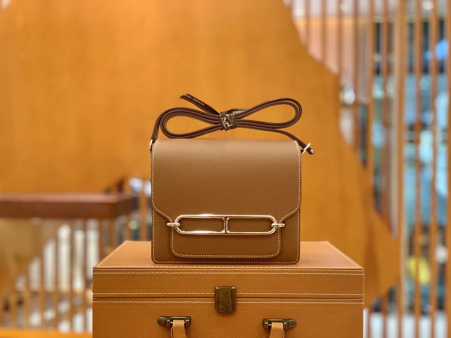 Hermès（爱马仕）Rouils Mini 迷你 猪鼻子 金棕色 Evercolor 牛皮 银扣 原版蜜蜡线 顶级手缝