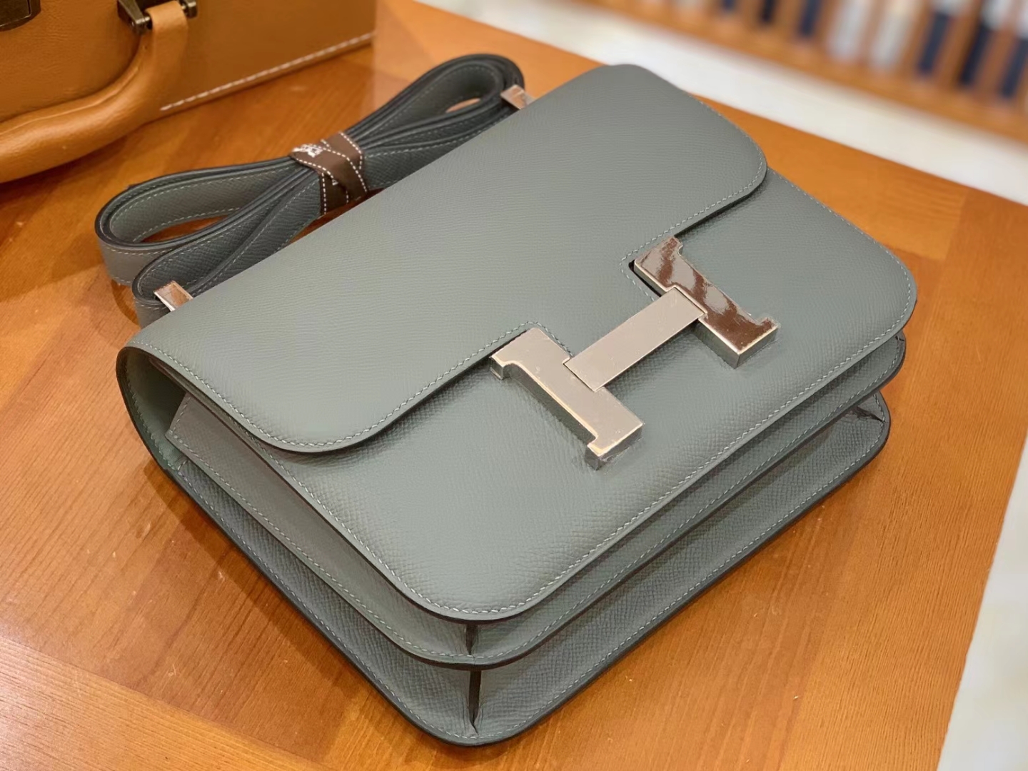 Hermès（爱马仕）Constance 康康 杏仁绿 Epsom 掌纹牛皮 银扣 24cm 原版蜜蜡线 顶级手缝