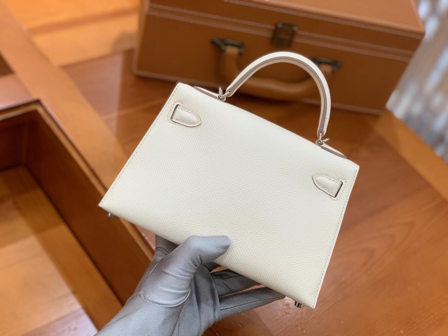 Hermès（爱马仕）Mini kelly 迷你凯莉 奶昔白 Epsom掌纹牛皮 银扣 二代 原版蜜蜡线 顶级手缝