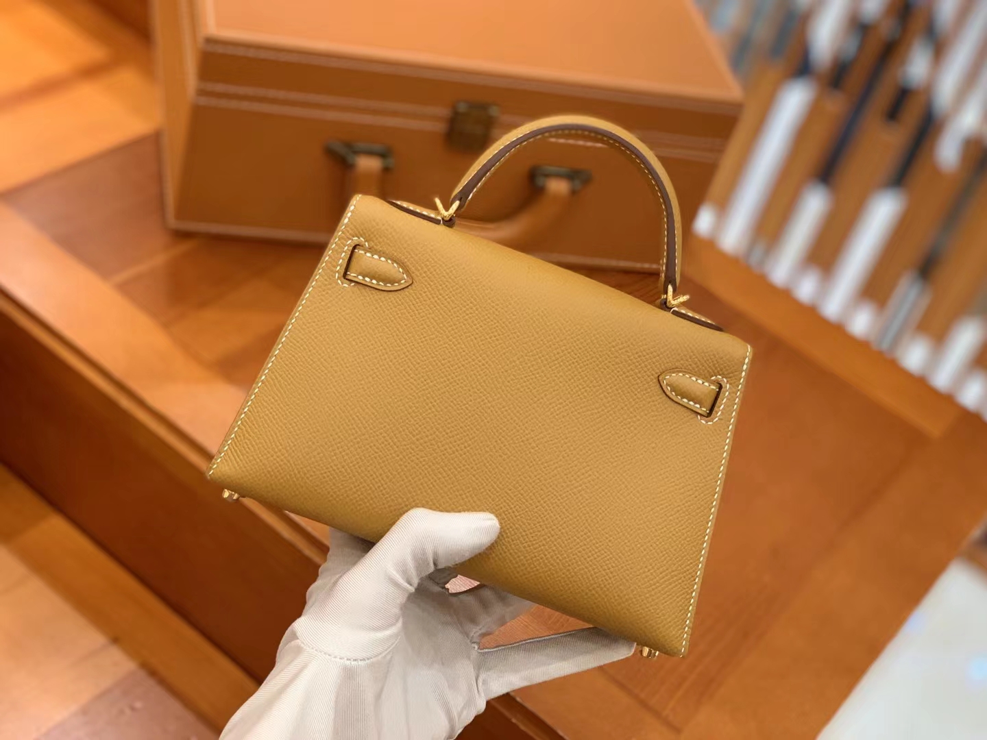 Hermès（爱马仕）Mini kelly 迷你凯莉 芝麻色 Epsom掌纹牛皮 金扣 二代 原版蜜蜡线 顶级手缝