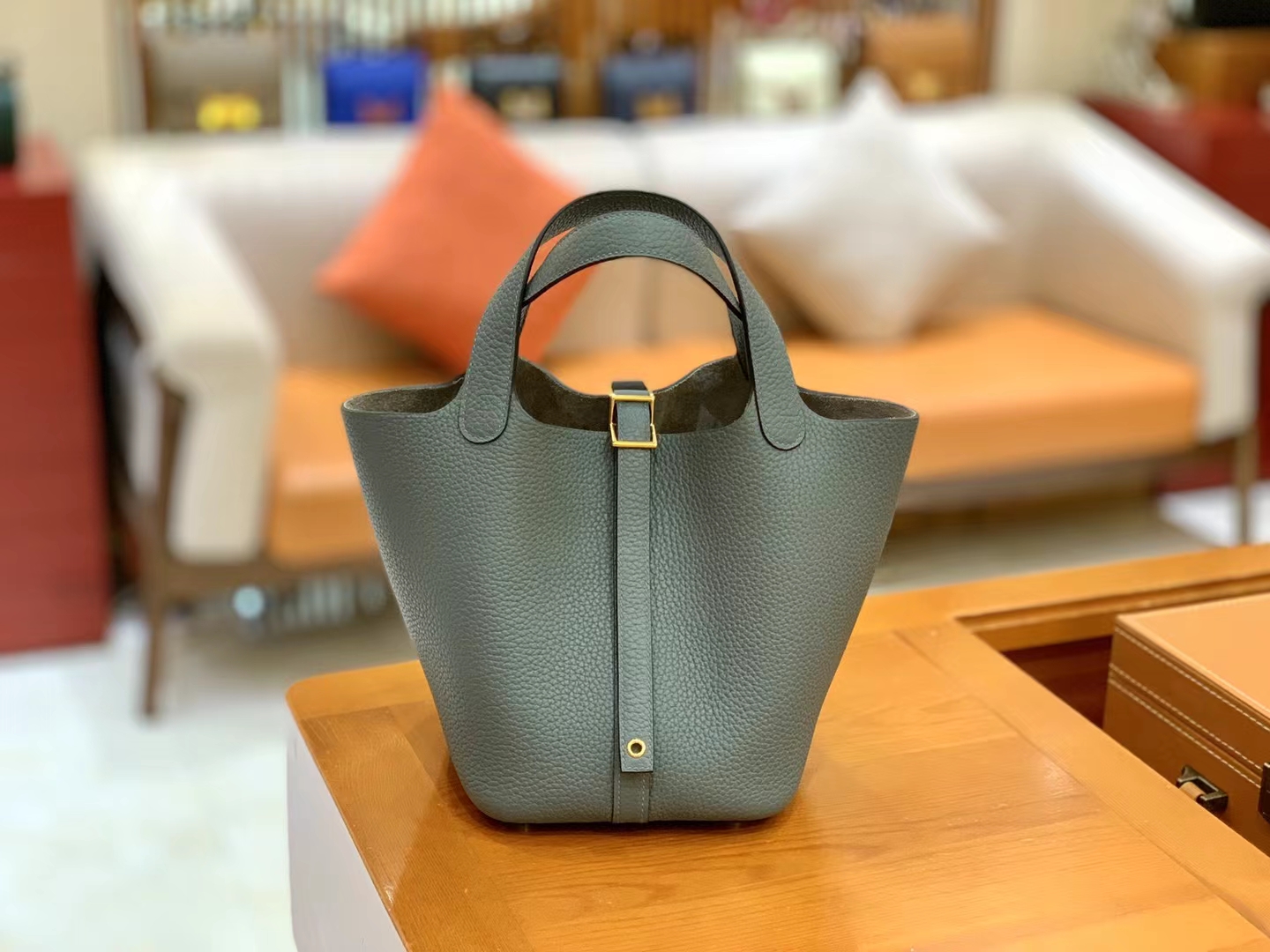 Hermès（爱马仕）Picotin 菜篮子 杏仁绿 进口TC大牛皮 金扣 18cm 原版蜜蜡线 顶级手缝