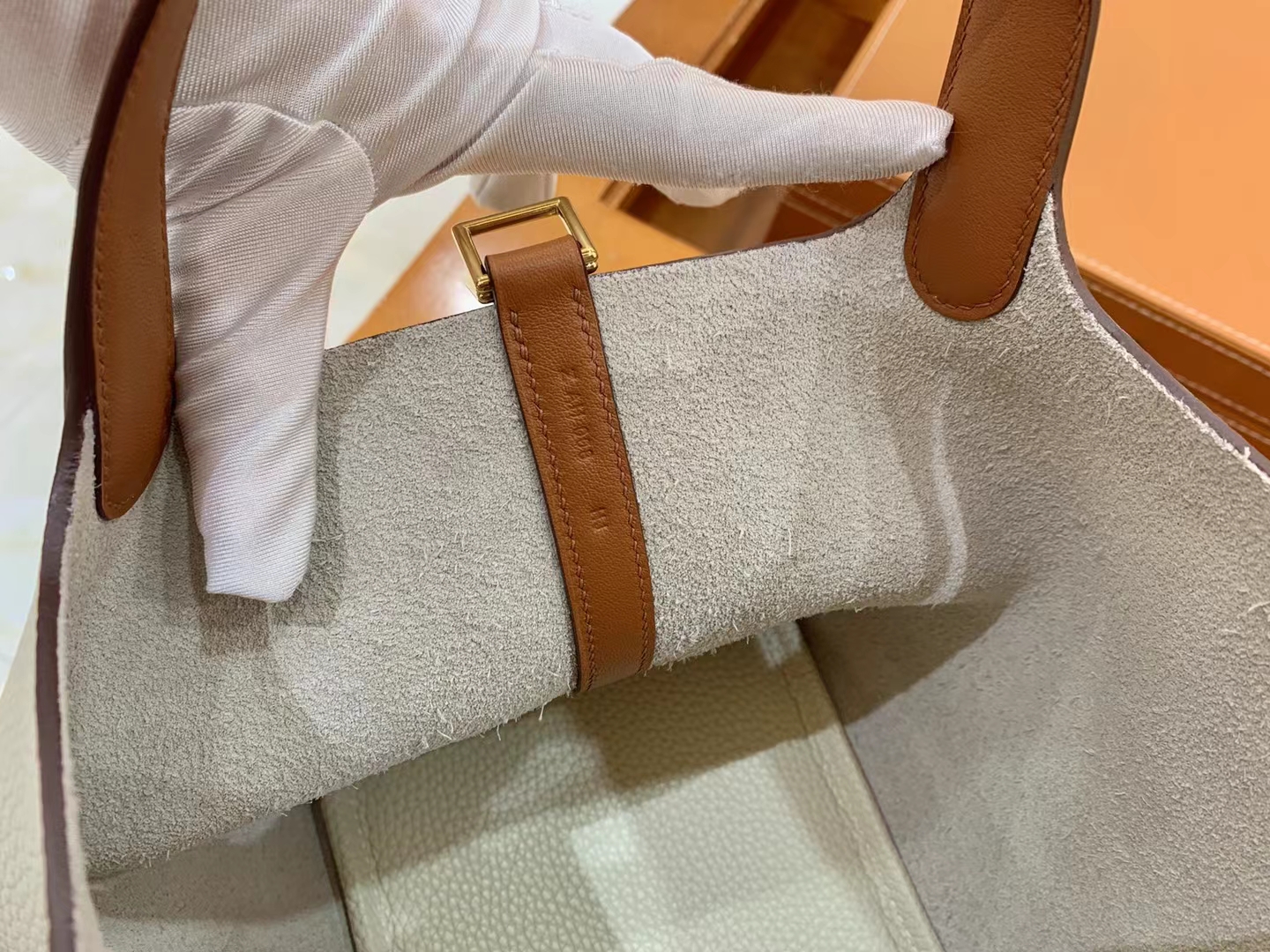Hermès（爱马仕）Picotin 菜篮子 金棕 拼 奶昔白 进口Swift 拼 TC大牛皮 金扣 18cm 原版蜜蜡线 顶级手缝