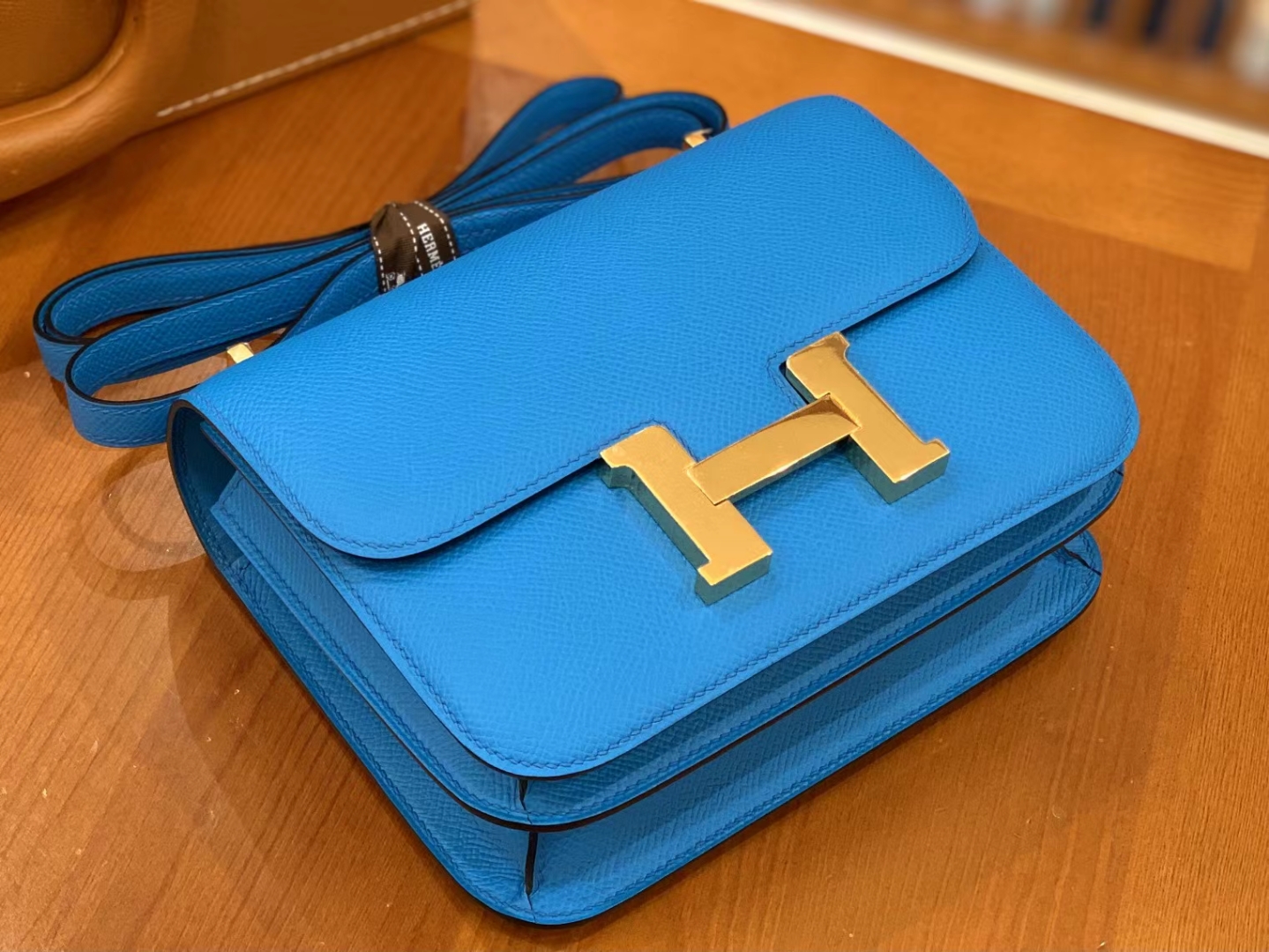 Hermès（爱马仕）Constance 康康 弗里达蓝 Epsom 掌纹牛皮 金扣 19cm 原版蜜蜡线 顶级手缝